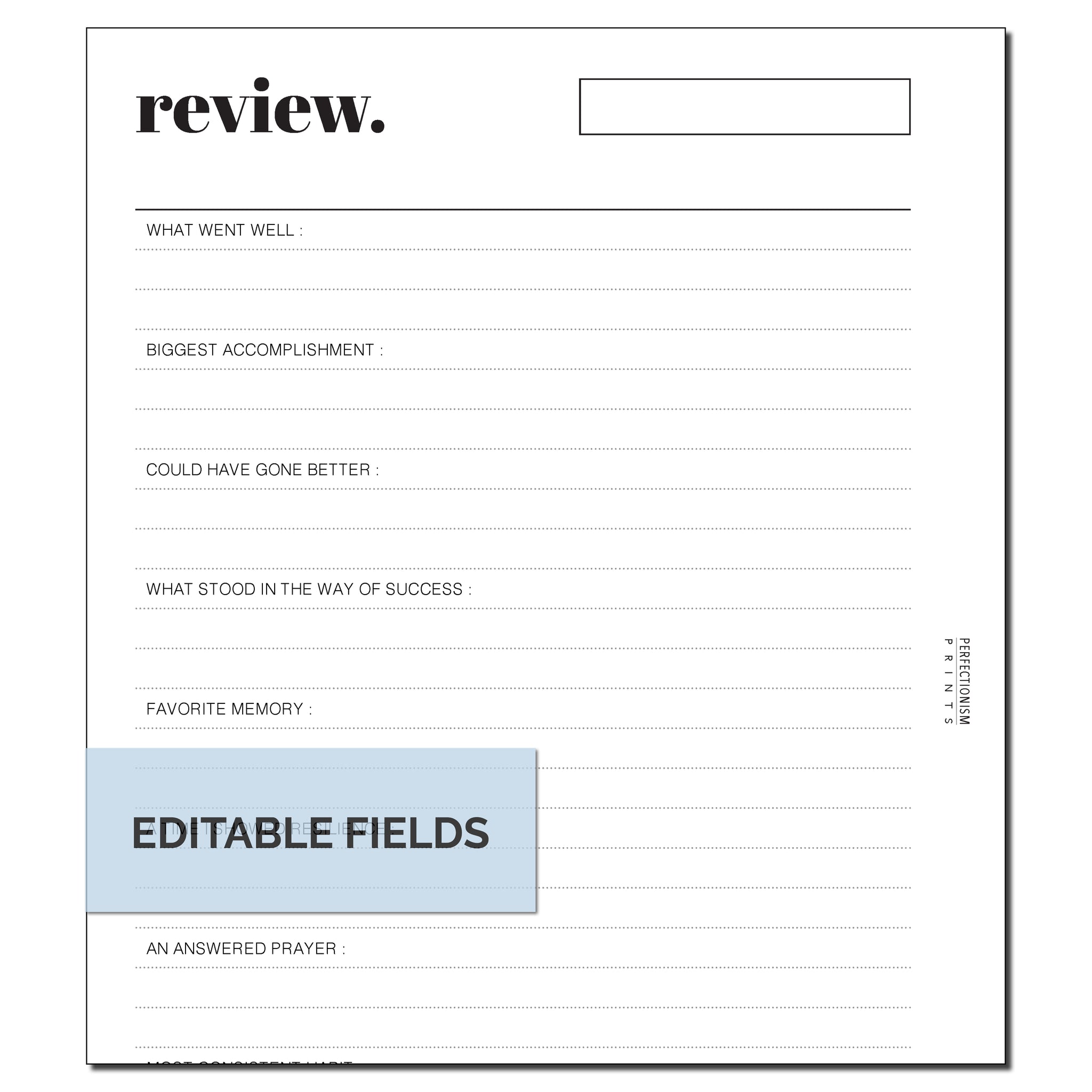 Editable Monthly Review