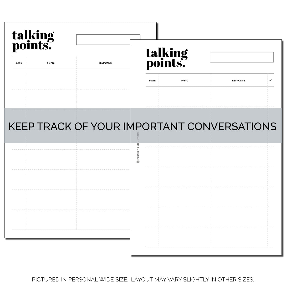 Talking Point Bar GTD Talking Points List – Perfectionism Prints