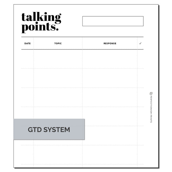 GTD Talking Points List