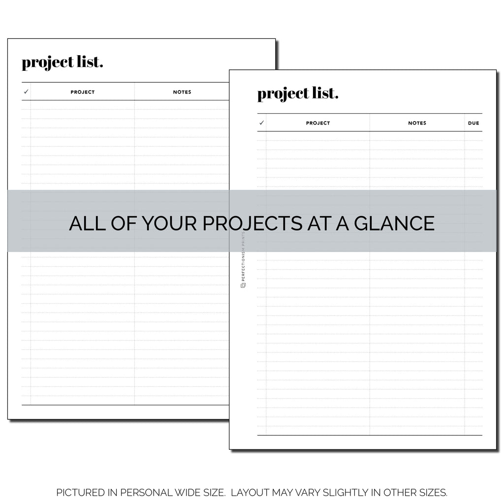 Master Project Inventory List GTD Master Project List – Perfectionism Prints