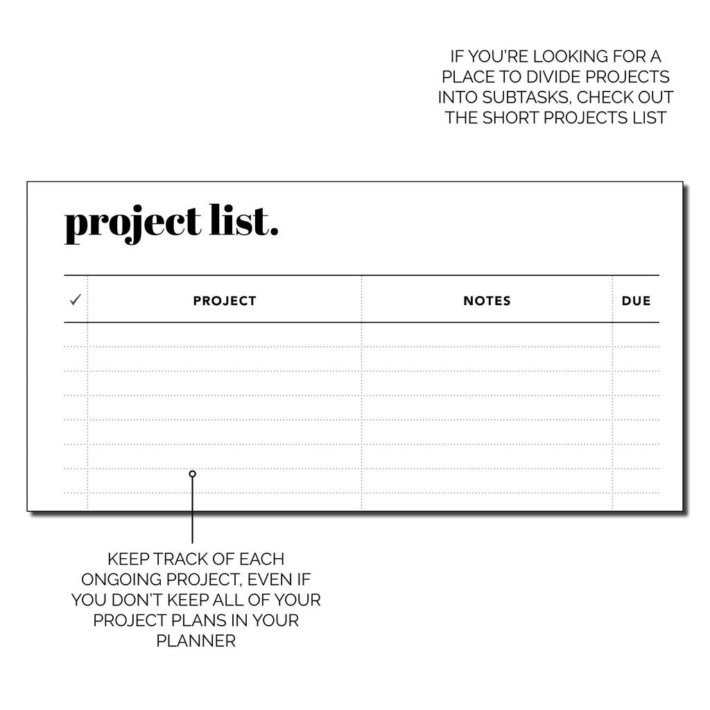 Master Project Inventory List GTD Master Project List – Perfectionism Prints