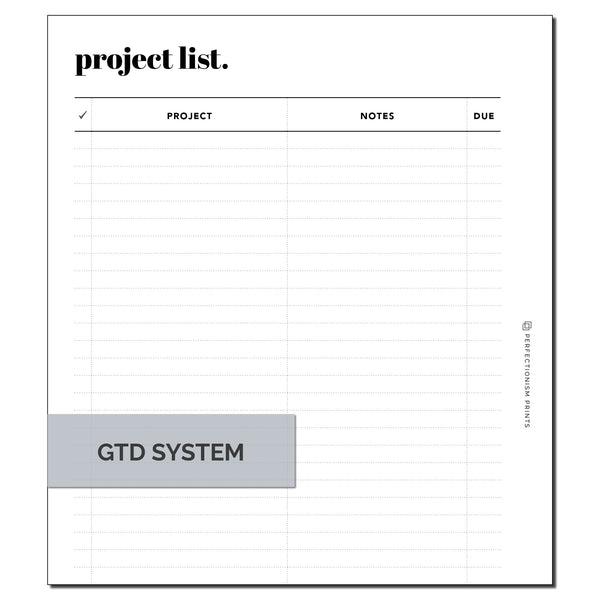 GTD Master Project List
