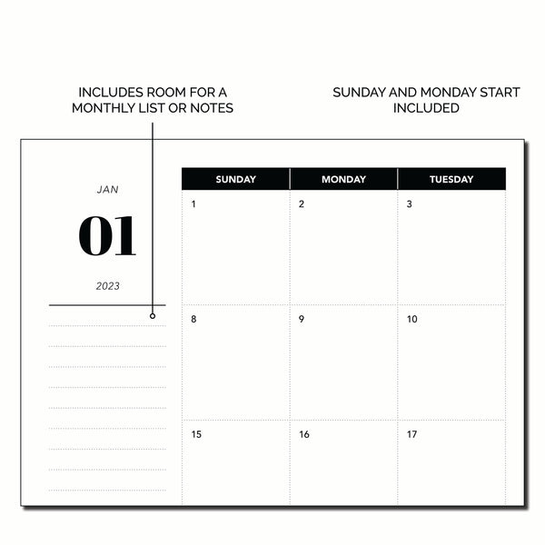 2023 Monthly Calendar (MO2P)