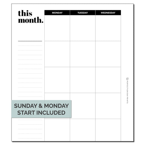 Undated Monthly Calendar (MO2P)