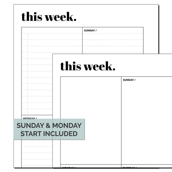 Week on Two Page Calendar (WO2P)